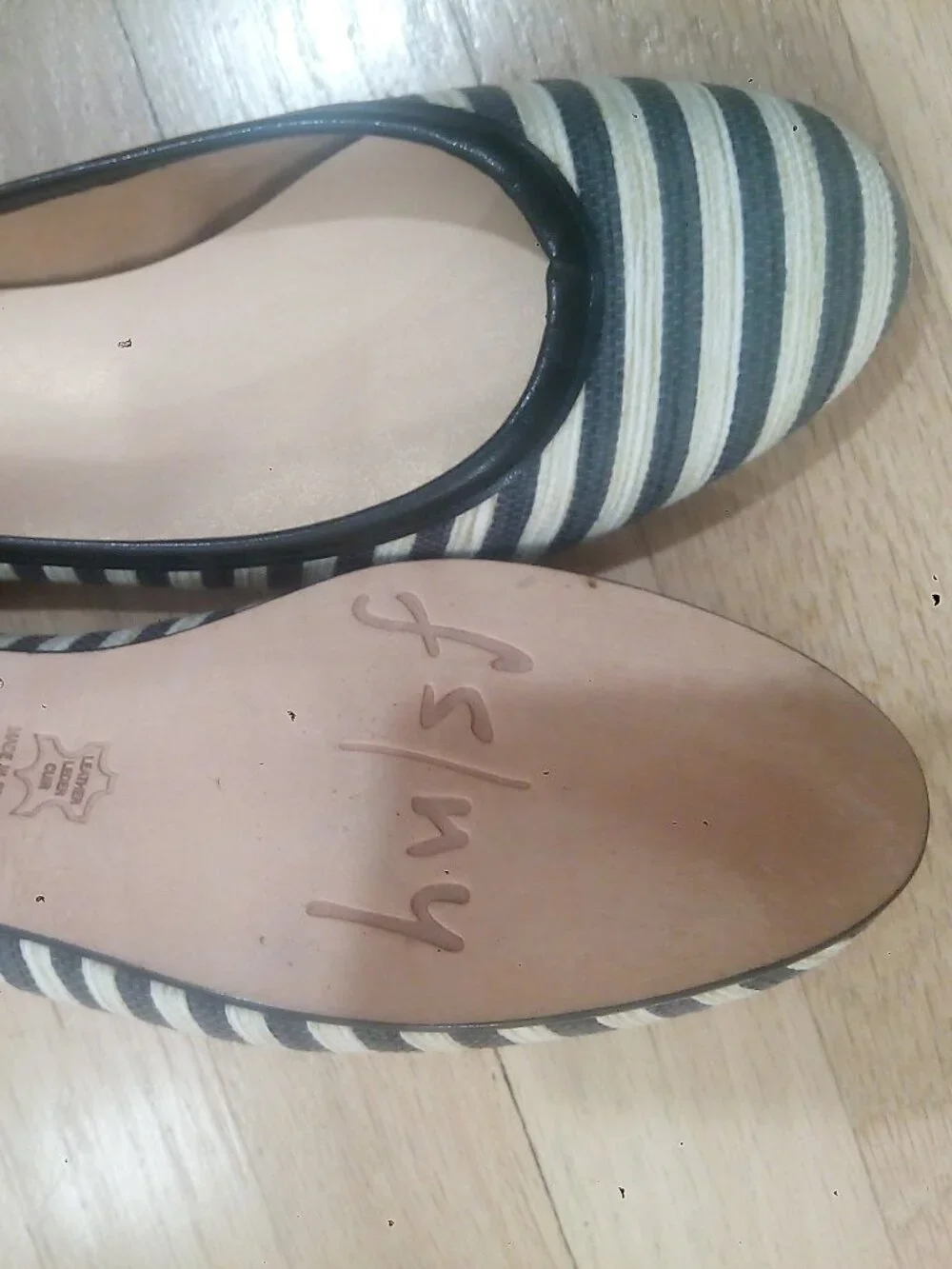 NEW French Sole FS/NY Olivia Ballet Flats Black Beige Stripe Made In Spain SZ 7